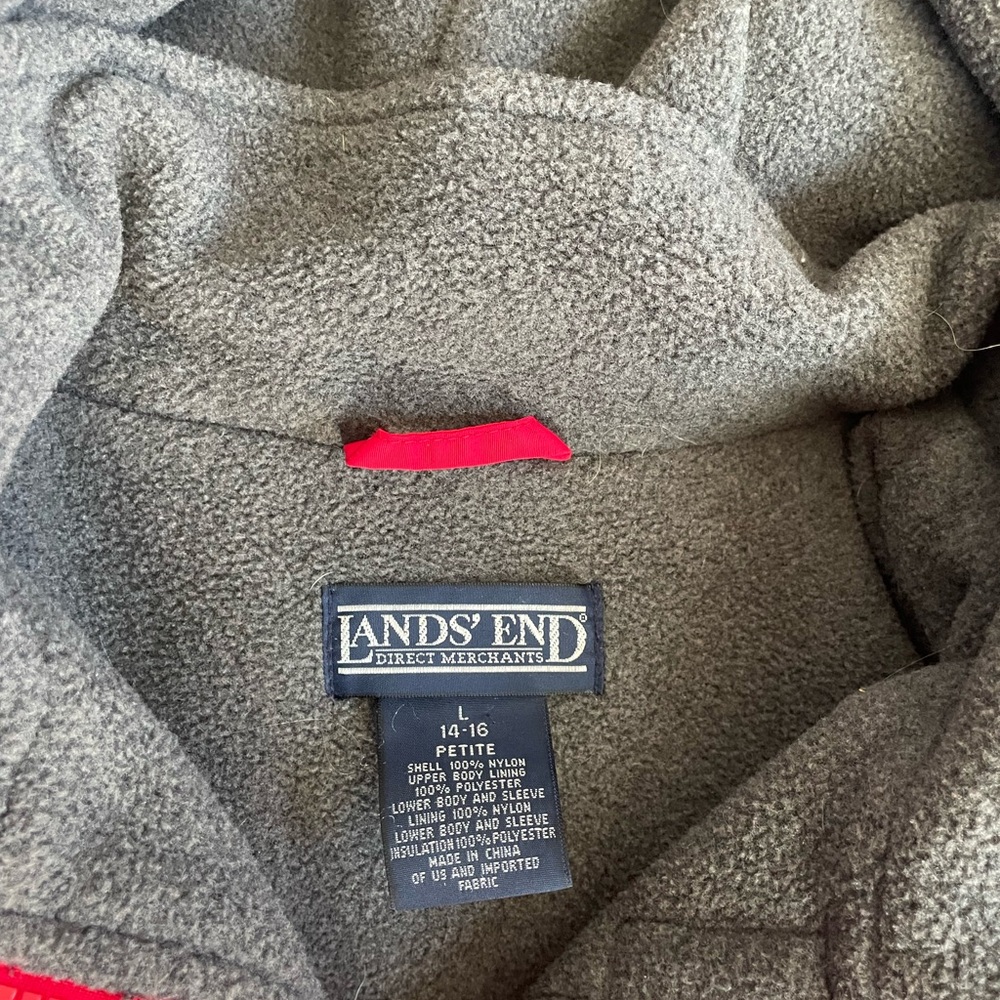 Lands'‎ End womens red squall parka sz 14-16 detachable hood - Picture 3 of 7